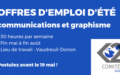 Offres d’emploi d’été en communications et graphisme