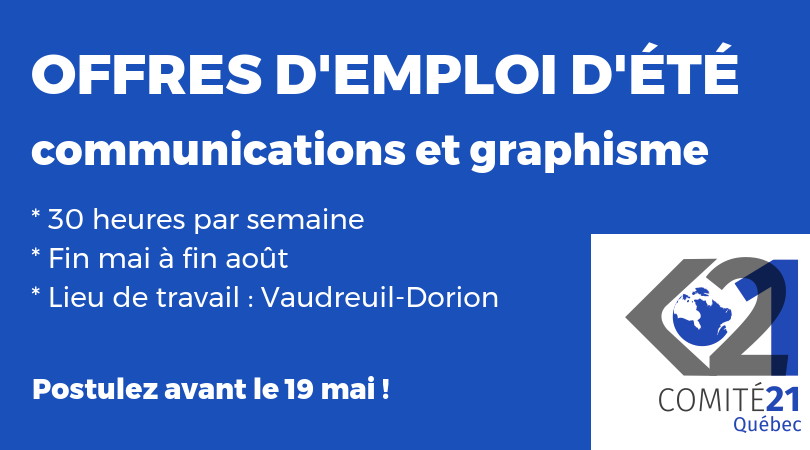 Offres d’emploi d’été en communications et graphisme