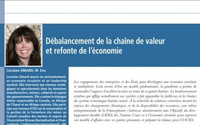 « Débalancement de la chaîne de valeur et refonte de l’économie », par Lorraine Simard dans le bulletin Liaison de l’Institut de la francophonie pour un développement durable